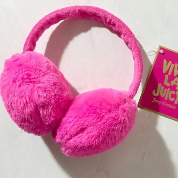 NWT JUICY COUTURE Hot Pink Earmuffs Winter Warmers - Picture 3 of 10
